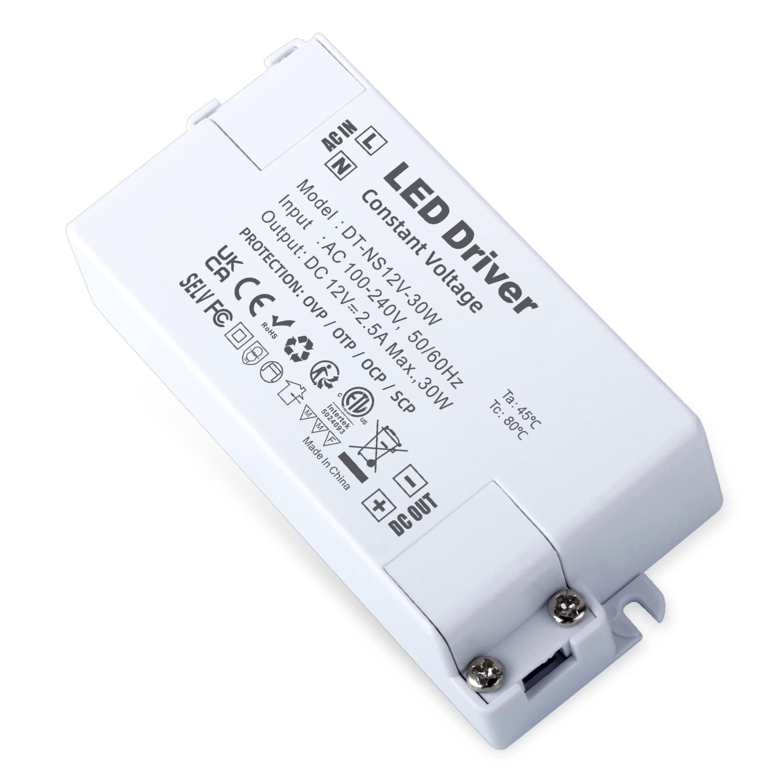 YAYZA! LED Driver 12V 30W, Low Voltage Transformer, Power Supply DC 2.5A, 240V to 12V Constant Voltage LED Adapter for Strip Lights MR11 MR16 G4 Bulbs