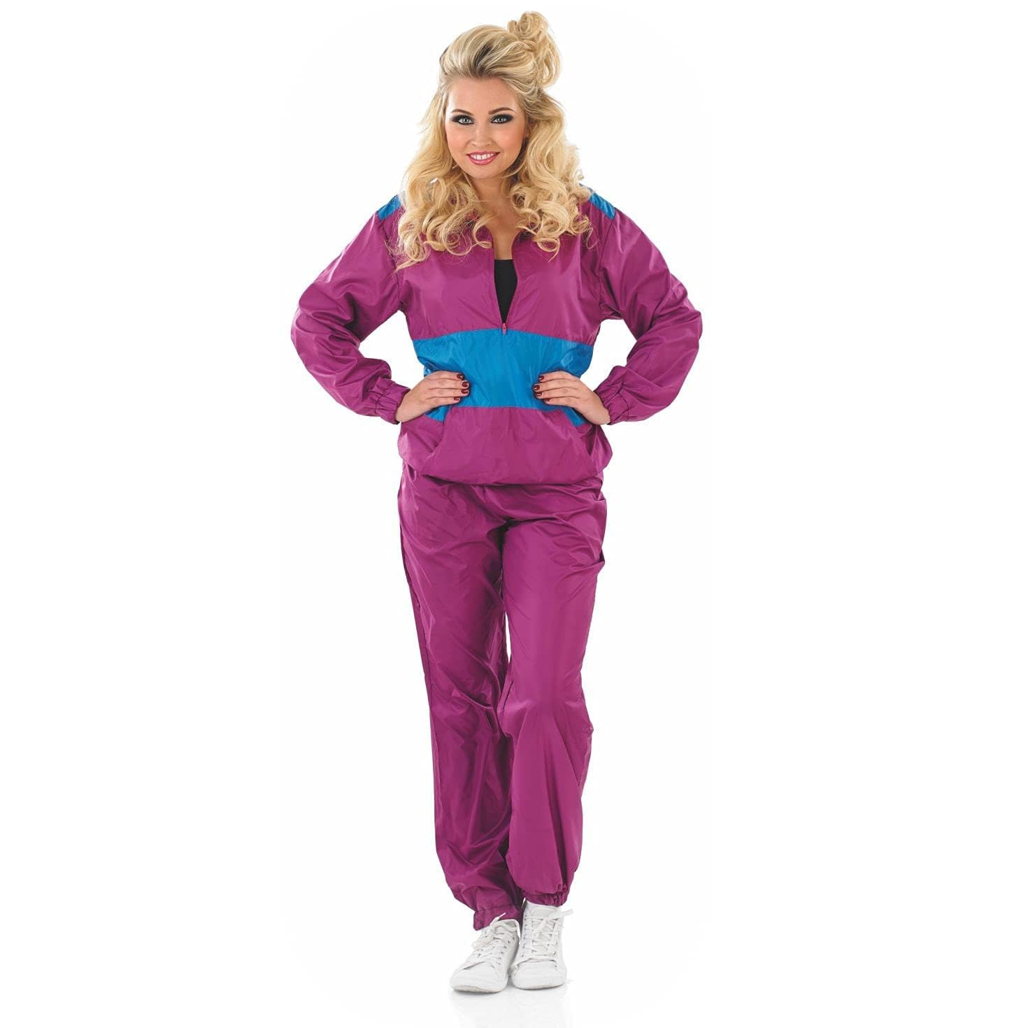 Fun Shack 80s Shell Suits Women Fancy Dress Costume, Retro Tracksuit Outfit for 80s Themed Parties and Events, X-Large