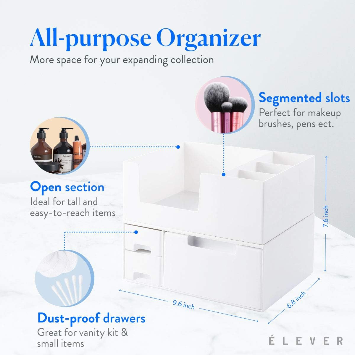 Makeup Organizer for Vanity - Stackable Make up Organizator with Drawers | Plastic Cosmetics Organizer Display Cases | Skincare, Bathroom Organizer Countertop and Makeup Storage for Makeup Vanity: Home Improvement