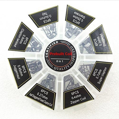 Kumacco 48PCS Prebuilt Coil Kit 8 in 1 Super Clapton / Staircase / Juggernaut / Clapton Twisted coil / Super Juggernaut / Taiji / Half Staggered Fused Clapton Coil / Staggered (48pcs/Box)(US STOCK)