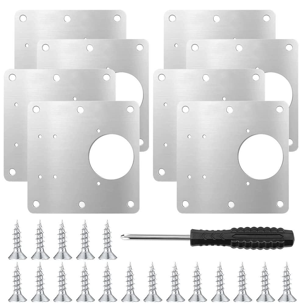 Hinge Repair Brackets,8 Pcs Cabinet Hinge Repair Plate Kit with Holes 48 Pcs Screws Stainless Steel Flat Fixing Brace Brackets for Kitchen Cupboard Door Shelf Furniture