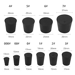 19-Pack (10 Assorted Sizes) 000# -7# Solid Rubber
