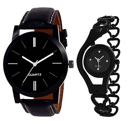 A Square Super Quality Premium Analog Watches Combo Set for Couple Pack of - 2 LR05-CHAIN