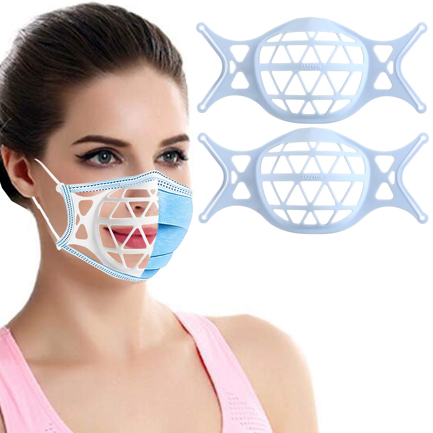 3D Silicone Face Mask Bracket-3D Mask Bracket Inner Support Frame for More Breathing Space,Keep Fabric Off Mouth,Cool Lipstick Protection Stand,Reusable&Washable (2 Pcs White)