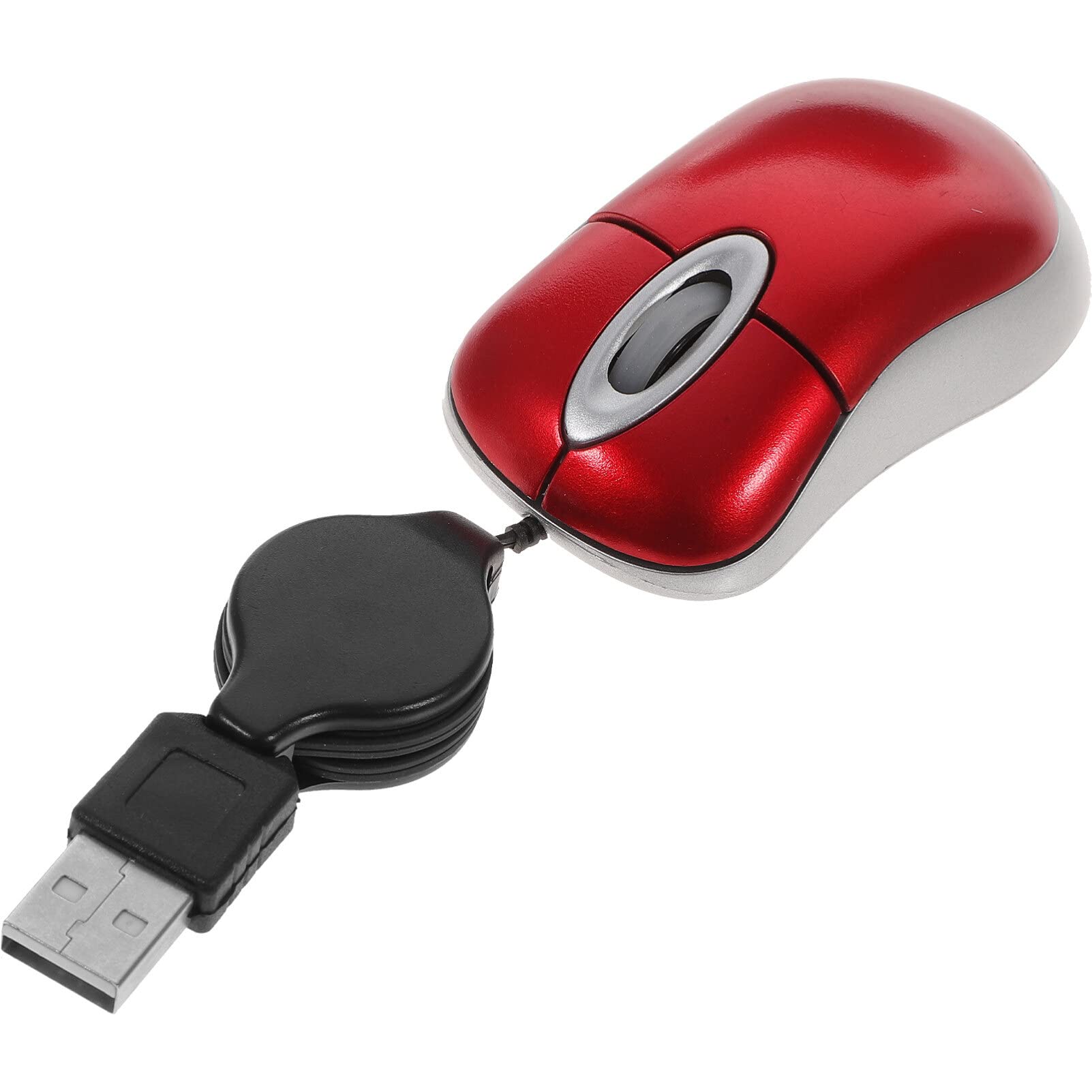 Mini USB Wired Mouse with Retractable Cord for Laptop and PC, Compatible with all and Devices, Ideal for Travelling, No Battery Required
