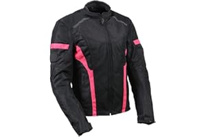 Milwaukee Leather MPL2794 Black and Pink Mesh/Textile Armored Motorcycle Racer Jacket for Women - All Season Jackets - Medium