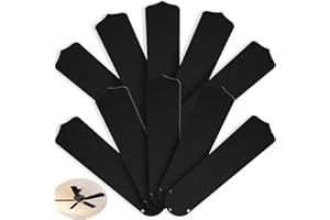 Lineshading 10Pcs Replacement Fan Blades for 42 52 Ceiling Fan Waterproof Weatherproof Fan Blades Replacement for Broken Substitution Replacing Indoor Outdoor Summer(Black,52 Inch)