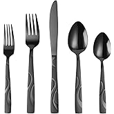 FONGDANLAITE Black Silverware Set, 30 Pieces Stainless Steel Flatware Utensils, Cutlery Set Service for 6 Including Fork Spoon and Knife, Dishwasher Safe