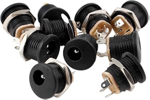 uxcell 10 Pack 5.5 x 2.1mm DC Power Jack Adapter PCB Mount 3 Pin DC Power Panel Mount Jack Socket Connector