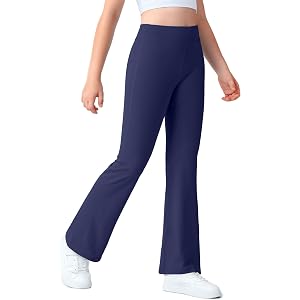 JOCMIC Girls Flare Leggings Kids School Uniform Bell Bottom Pants for Yoga | 4-Way Stretch, High Waisted, Soft, Breathable, N
