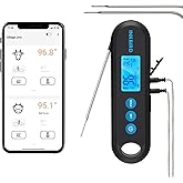 INKBIRD Instant Read Meat Thermometer Digital for Cooking with Dual Probes, 328FT Waterproof Bluetooth BBQ Meat Thermometer, 