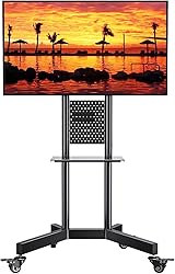 PERLESMITH Rolling TV Stand with Pegboard Storage