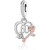 QeenseKc Birthday Number 13th 16th 18th 21st 30th 40th 50th 60th Heart Dangle Charm Compatible with Pandora Bracelet