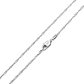 AmyRT Jewelry 2mm Titanium Steel Silver Singapore Chain Necklaces for Women 16 to 30 in