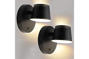 Homdec RV LED Bedside Reading Light with Switch - 2 Pack, 350° Rotatable 12V RV Vanity Wall Sconce, Black Finished, 12Volt RV Interior Lights for RV Camper Trailer Motorhome Boat