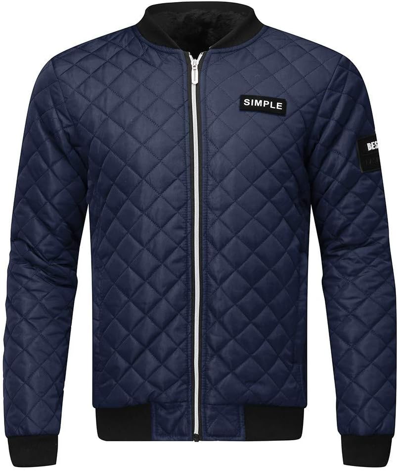 Whgdeftysd Men's Full Zip Lightweight Jackets Thicken Warm Quilted Cotton Jacket Long Sleeved Coat Outerwear(M/6XL)