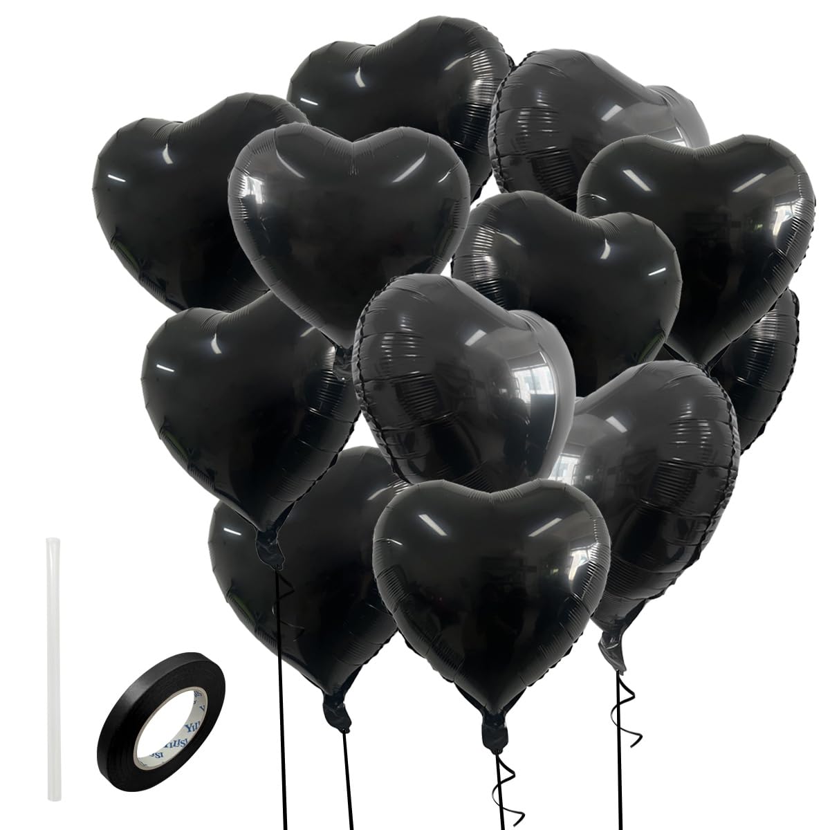 Photo 1 of 12 Pcs Party Heart Balloons?18 Inch Love Birthday Foil Balloons Decorations for Wedding Valentine’s Anniversary Wedding Day Party supplies(Black)