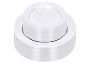 Bestluck 100PCS White Plastic Plates, White Disposable Plates for Party, Christmas and New Year, Include 50 White Dinner Plates 10.25inch and 50 Dessert/Salad Plates 7.5inch