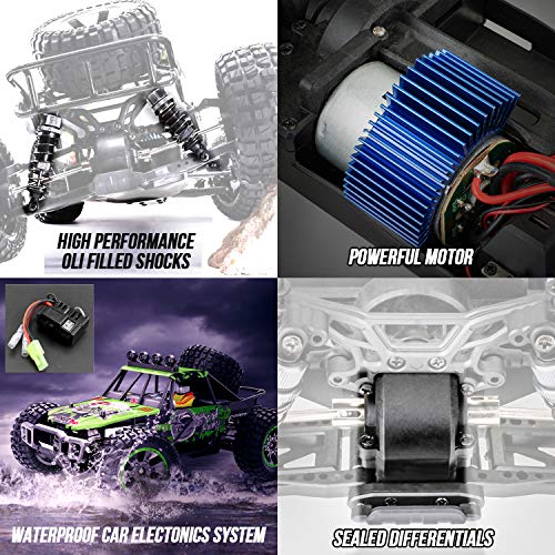 RC Car, 1:10 Scale 4WD High Speed 46+km/h Off Road Monster RC Truck, MiraTekk 2.4Ghz Remote Control Car All Terrain Waterproof Toy Truck for Kids and Adults, 2 Rechargeable Batteries for Run 40+ Min - Thumbnail 2