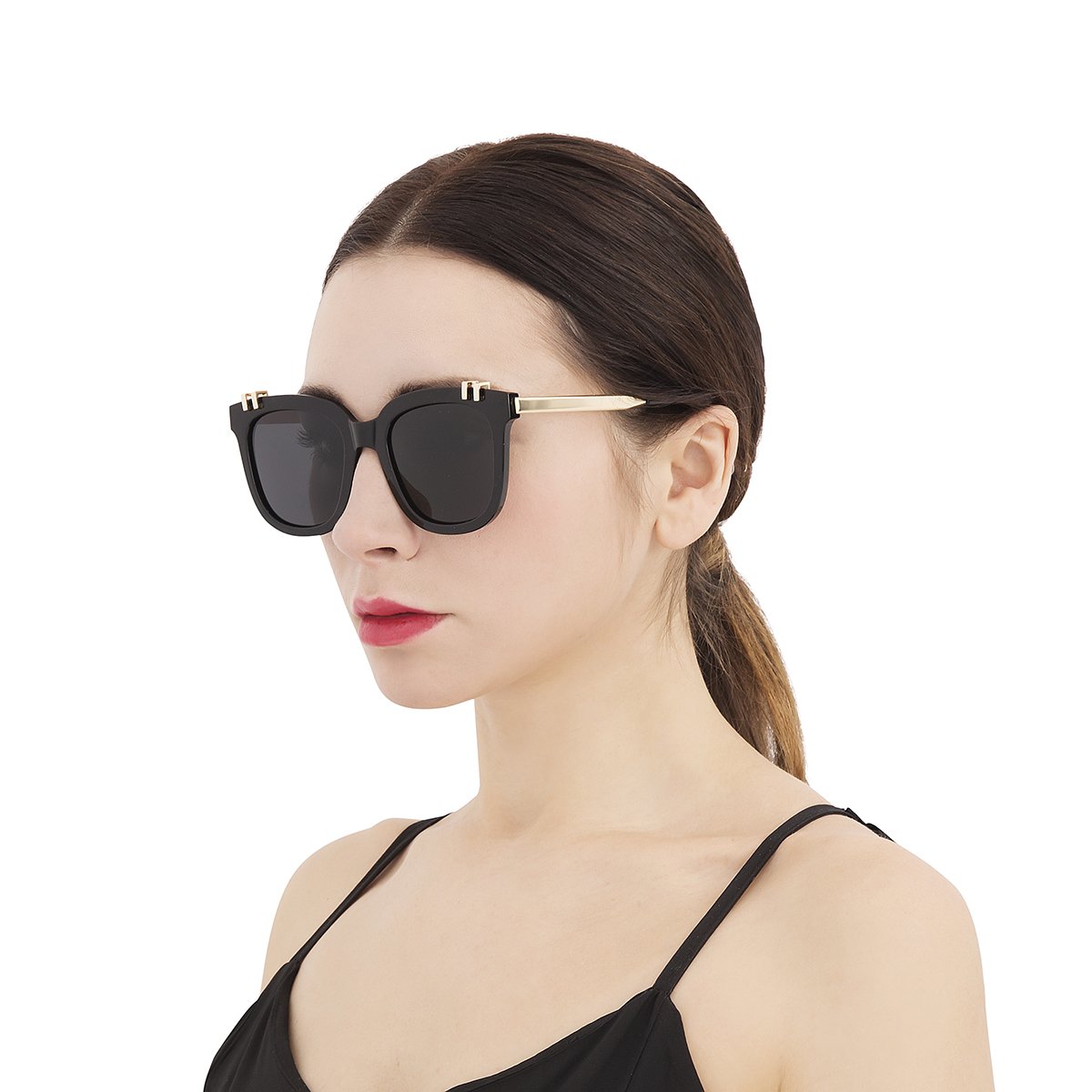 WISH CLUB Fashion Mirrored Polarized Square Sunglasses for Women