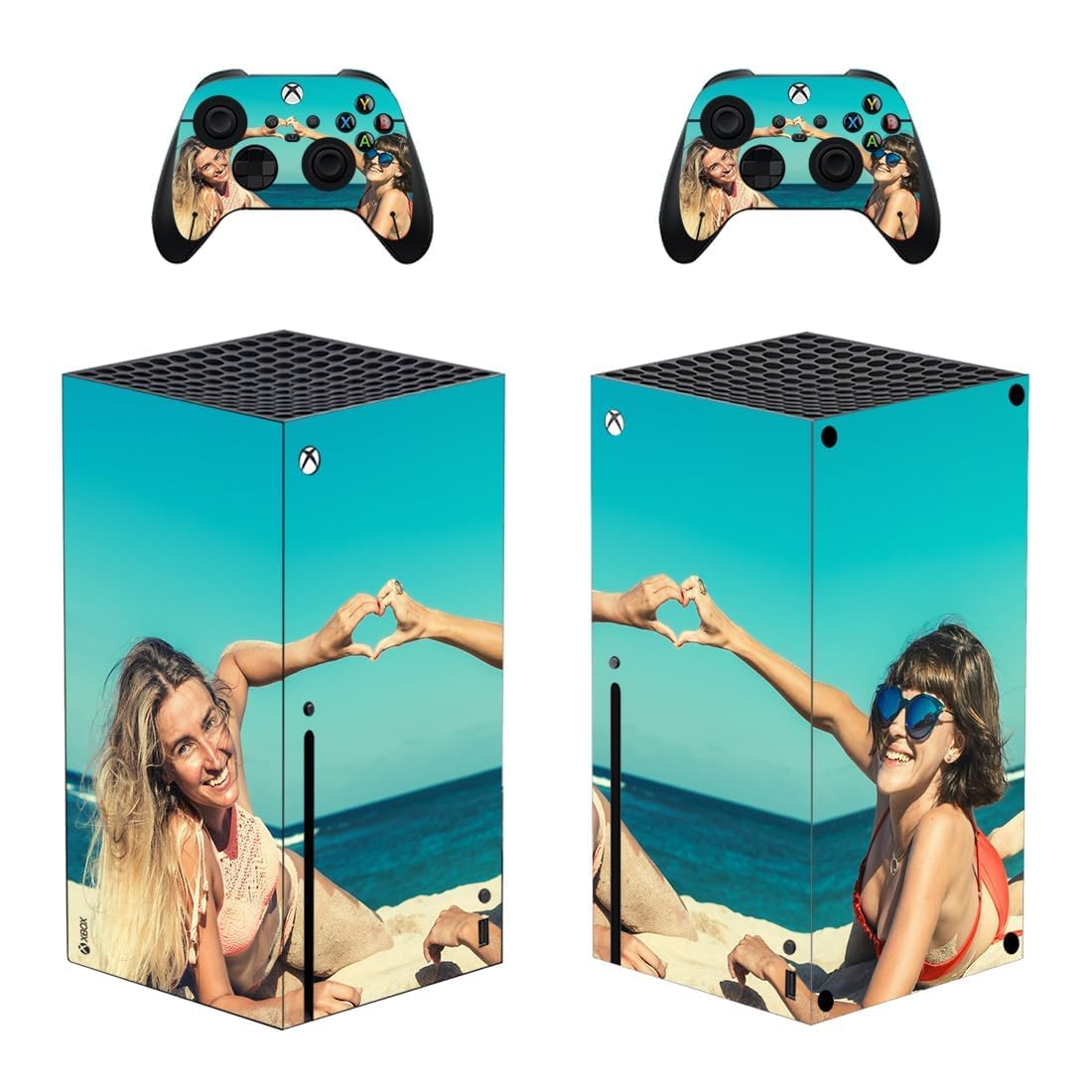 Custom Full Body Vinyl Skin Stickers Decal Cover for Xbox Series X Console and Controllers with Personalized Photo