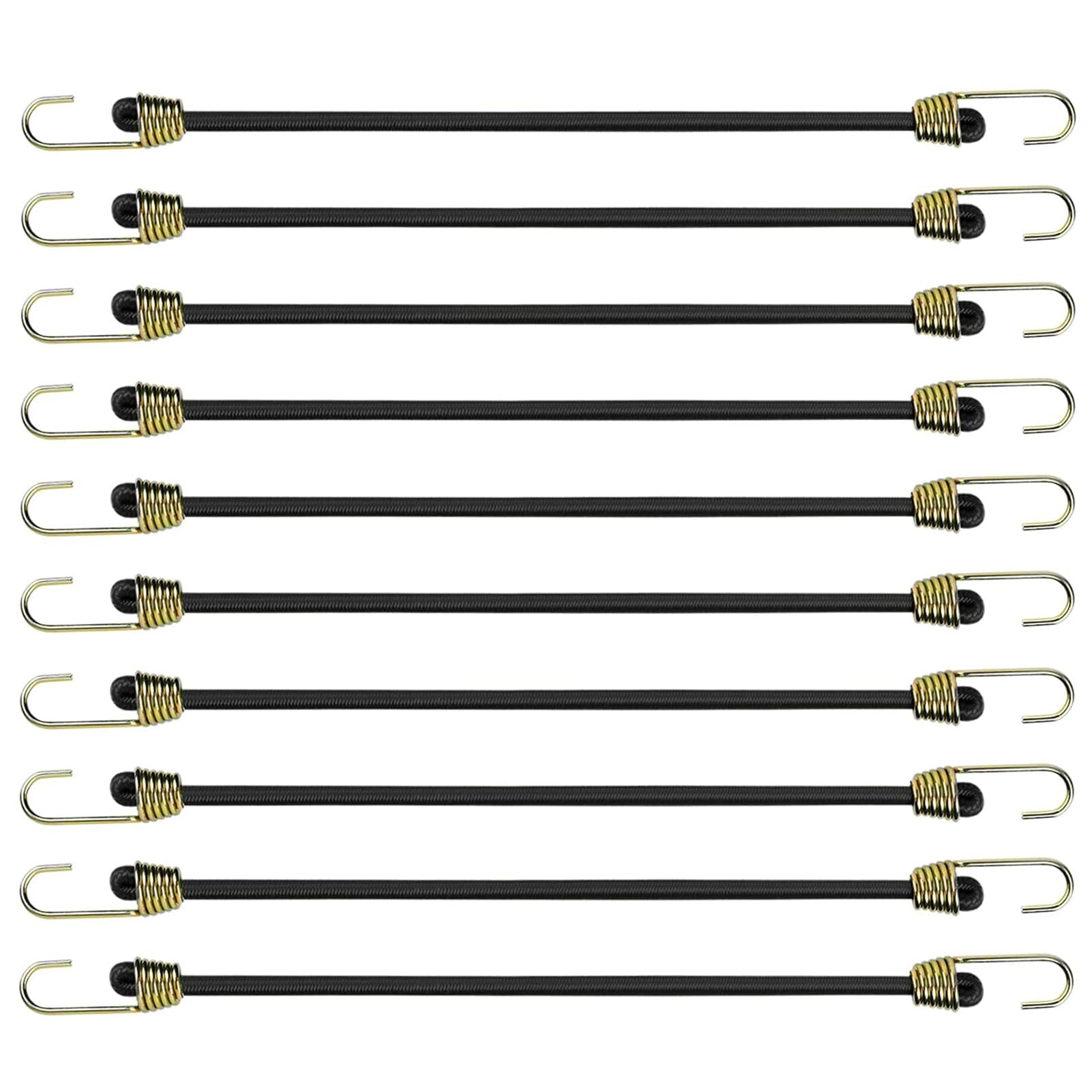 Short Bungee Cords with Hooks 10Pcs: Miunpri Bungee Cord Heavy Duty 24cm - Bungee Straps Elastic - Weatherproof Rubber Bungee Cords - Black Elastic Straps for Bundling and Securing Small items