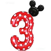 40 Inch Number 3 Foil Balloon Red Polka Dot for 3rd Birthday Kids Balloons Party Supplies Decorations