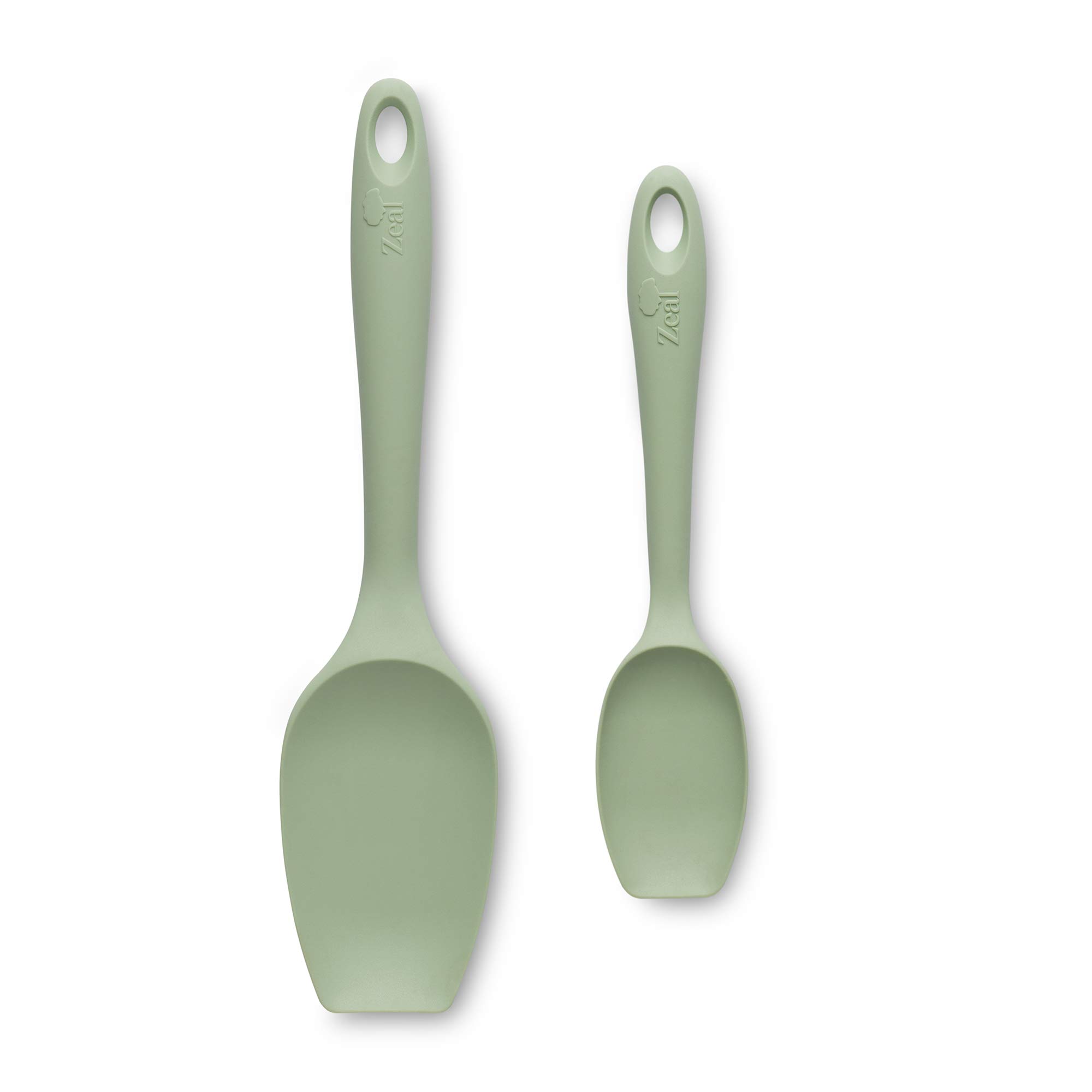 Zeal JSET1G Non-Stick Silicone Large & Small Spatula Spoon-Sage Green