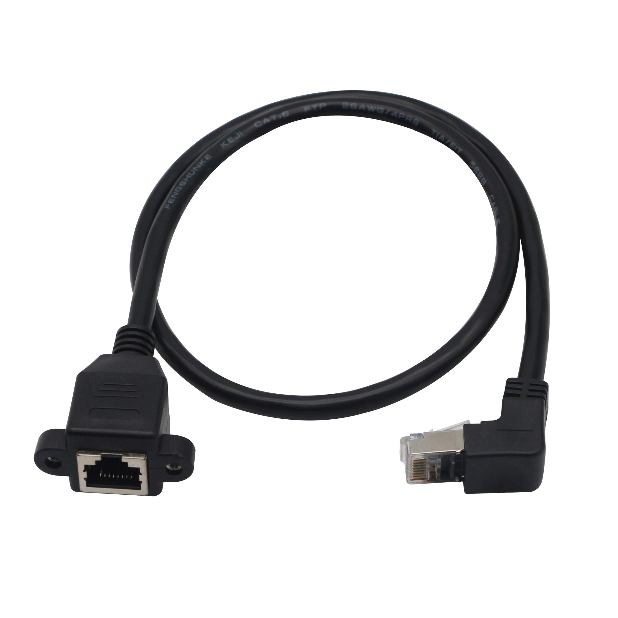 Ethernet Extension Cable,RJ45 Male to Female Screw Panel Mount CAT6/5e/5 Shielded Network LAN Extender Cord Connector (Angled Up)