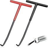 ecocstm 2 PCS Exhaust Spring Puller Tool, Motorcycle Exhaust Spring Hook | T Shaped Handle Spring Removal Tool with Rubber Coating, Snowmobile Accessories for Motorcycle Dirt Bike (Red and Black)