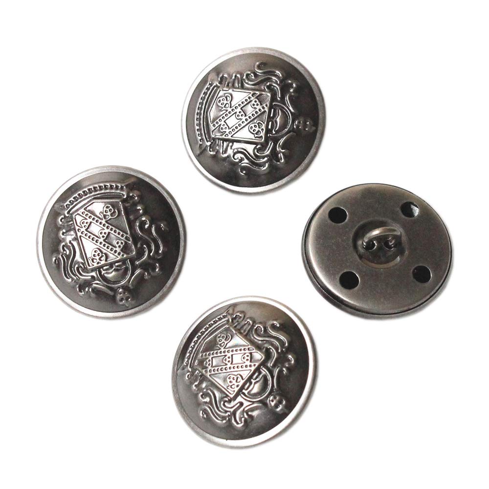 Photo 1 of YaHoGa 10PCS 1 Inch (25mm) Large Antique Metal Buttons with Shank for Blazers,Suits,Jackets (Antique Silver)