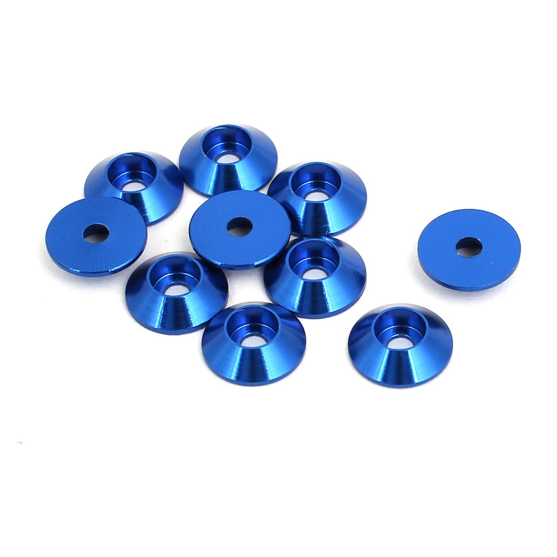 Sourcingmap M2 Aluminium Alloy Cone Shaped Round Cup Bumper Washer Blue 10pcs