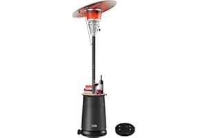 Mars Explo 50,000 BTU Patio Heater for Outdoor Use With Adjustable Heat Focusing Top, Table Design, Stainless Steel Burner, Wheels,Propane Heater for Garden, Commercial and Residential, Black