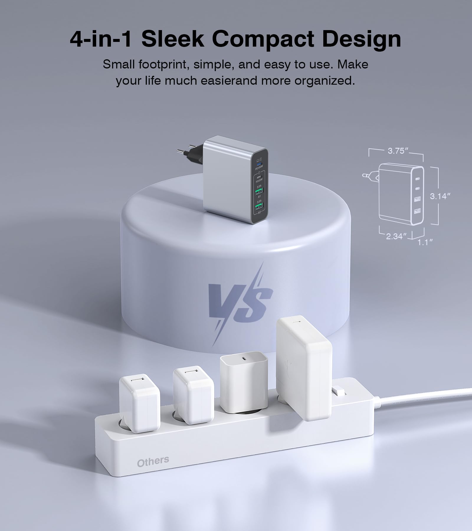 120W USB C Ladegerät Mehrfach Mit USB A, 4-Port Schnellladegerät PD3.0 Power Adapter, USB C Netzteil Für MacBook Air, iPhone 17 16 15 14 Pro/Pro Max, Samsung, Handys 8