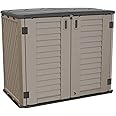 ADDOK 26 Cu.ft Outdoor Storage Shed Multi-Function, Lockable Horizontal Storage Unit Weather Resistance, Thick HDPE Resin Storage Cabinet for Backyards, Patio, Garden(Brown)