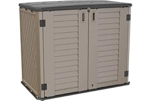 ADDOK 26 Cu.ft Outdoor Storage Shed Multi-Function, Lockable Horizontal Storage Unit Weather Resistance, Thick HDPE Resin Storage Cabinet for Backyards, Patio, Garden(Brown)