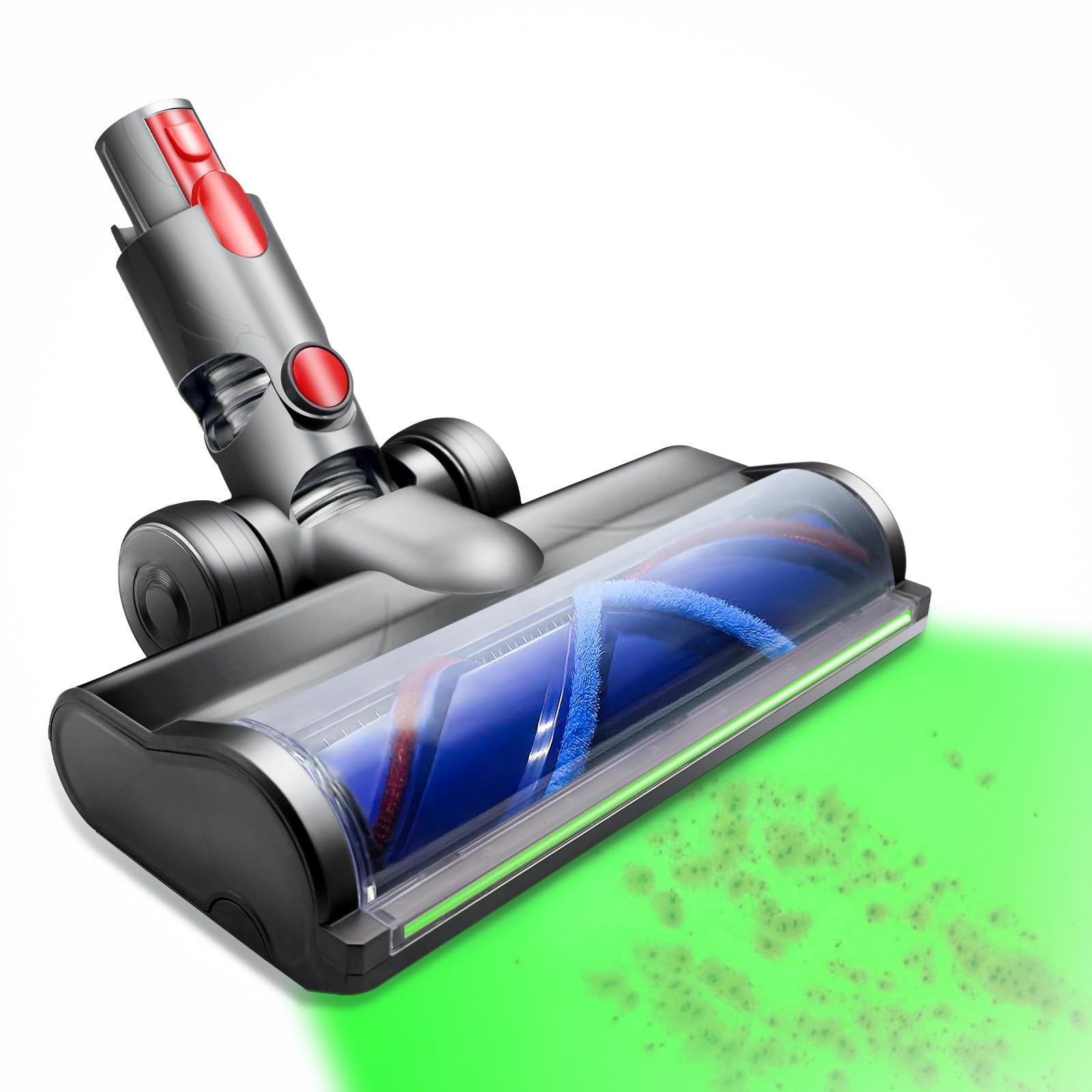 Photo 1 of Upgrade Vacuum Head Compatible with Dyson V7 V8 V10 V11 V15 G5 Gen5 V8 Slim, Quick-Release Soft Roller Cleaner Head with Full-Area LED Green Light, Replacement Motorhead for Hard Floors, Tile and Wood