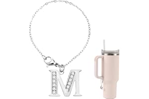 NQEUEPN Letter Pendant for Stanley Cup, Rhinestones Pendant Alphabet Chain Personalized Identification Name ID Letter Handle Accessories for Water Bottle Tumbler Stanley Cup
