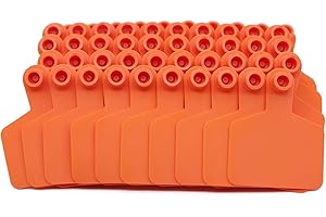 NOMAL Blank Cattle Ear Tags 100 Pieces Livestock Ear Tags for Cow Swine Sow Sheep (Orange)