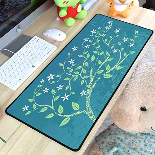 Large Gaming Mouse Pad with Edge Stitching|Extended XXL Size, Heavy|Thick, Waterproof & Foldable Mat for Desktop,Laptop,Keyboard, 31.5"x11.8"x0.15"Keyboard Pad with High Resolution by Qisan(Trees)