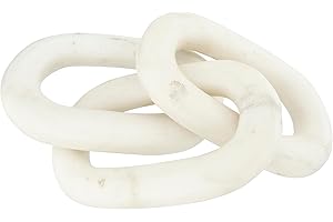 Bloomingville 13"L Decorative Marble Chain Link Figurine, White