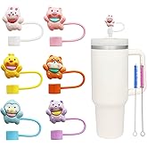 6Pcs 10mm Animal Straw Cover for Stanley Cup,Dust-Proof Straw Topper for 30&40 oz Tumblers and Water Bottles,Reusable Tumbler Cup Accessories for Stanley,Funny Gifts for Women & Girls