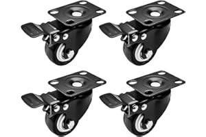 Swivel Caster Wheels Rubber Base with Top Plate & Bearing Heavy Duty with Total Lock Brake Pack of 4 Black by Online Best Service (1.5" with Brake)