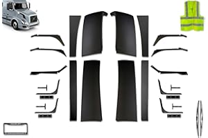 LONGROADACCESS KOZAK Volvo VNL 2004-2017 Complete Behind Cab Cabin Wind Fairing Set, Right & Left Sides, includes 14 Mounting Brackets, Logo, License Plate Frame, Wipers, and Vest