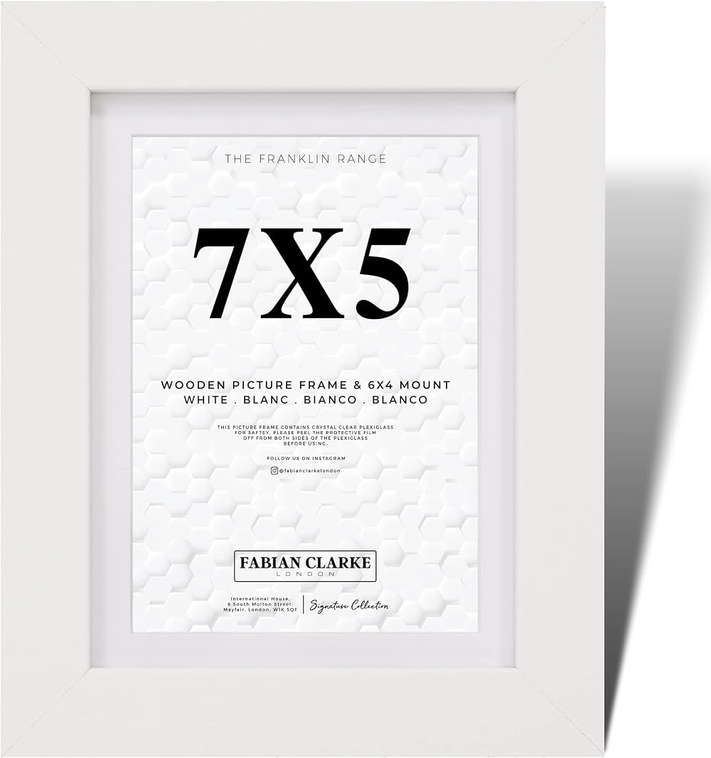 Fabian Clarke London 7x5 Modern White Wooden Frame with 6x4 Mount