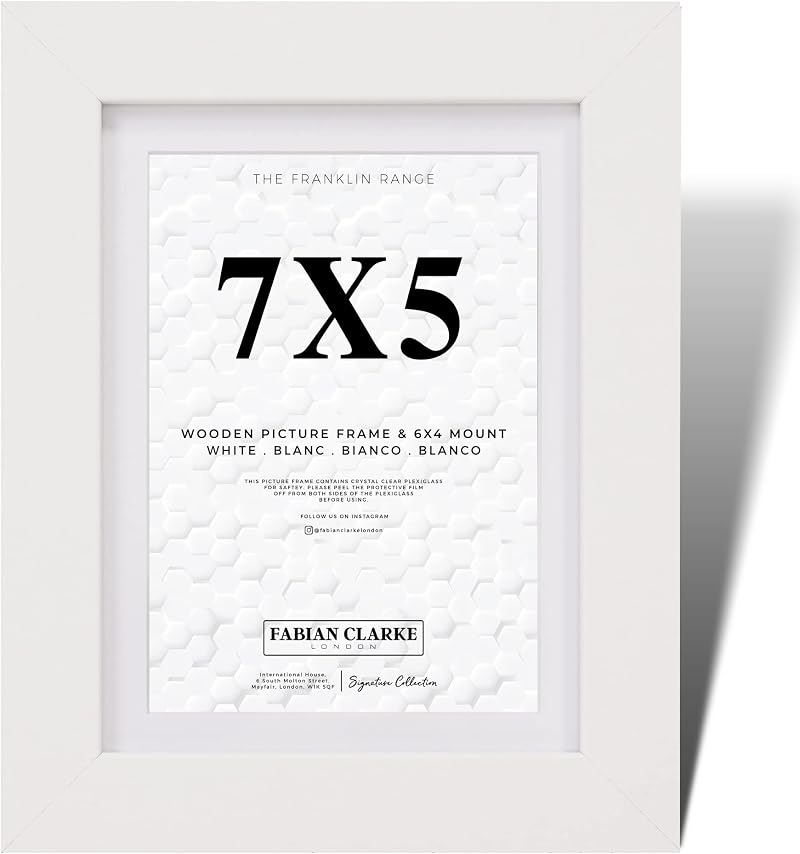 Fabian Clarke London 7x5 Modern White Wooden Frame with 6x4 Mount