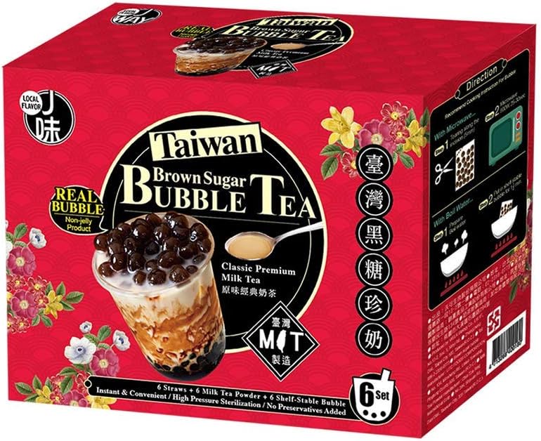 J WAY Brown Sugar Bubble Tea Kits (6/Pack) The Ultimate DIY Boba / Bubble Tea Kit, 6 Drinks