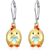 Lypic Bee/Panda/Dog/Cat/Duck/Chicken/Penguin Earrings for Women 925 Sterling Silver Cute Animals Dangle Earrings Animal Jewelry Gifts for Women