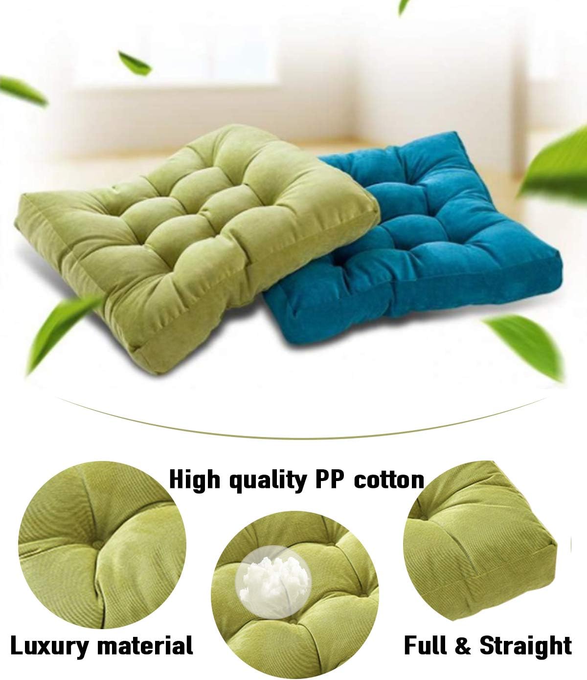 Tiita Floor Cushions Pillows 22 x 22 Inch Outdoor Square Chair Pads for Dining Room Office Living Room Sitting Patio Garden Set of 2, Green: Home & Kitchen