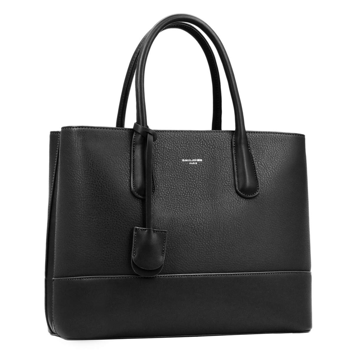 David Jones - Women's Large Handbag - Tote Bag Shopper Genuine Leather Style - Ladies Shoulder Crossbody Bag Multiple Compartments - Work Business School Top-Handle Satchel Briefcase - Black